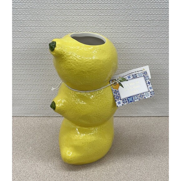 LEMON Ceramic Pottery Bud Vase Figural Yellow 3-D Textured One Design Home - Picture 9 of 17